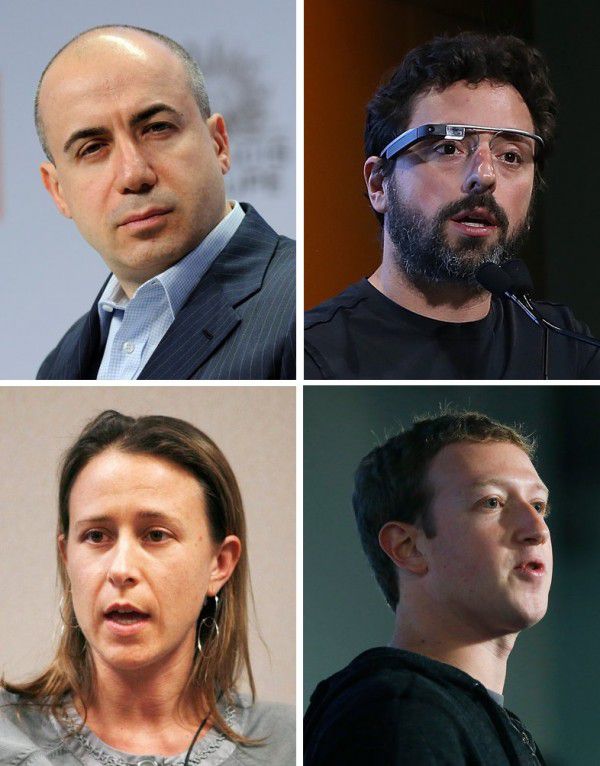 Yuri Milner, Sergey Brin, Anne Wojcicki Mark Zuckerberg