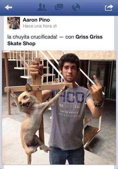 Aarón Pino perro crucificado