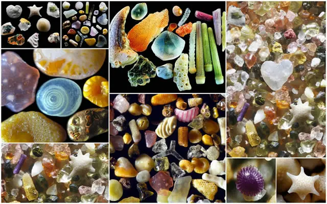 Granos de arena bajo el microscopio por Gary Greenberg - Marcianos