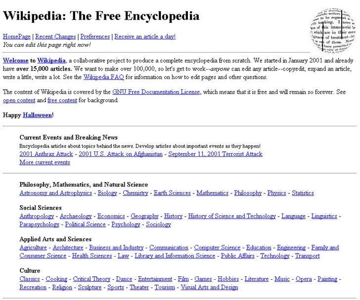 Wikipedia en 2001
