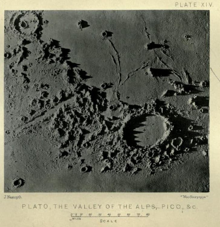 The moon considered as a planet, a world, and a satellite Nasmyth, James, 1808 1890 crater platon