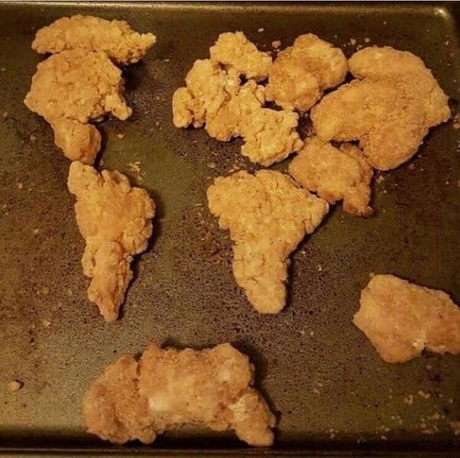 nuggets de pollo forma del mundo