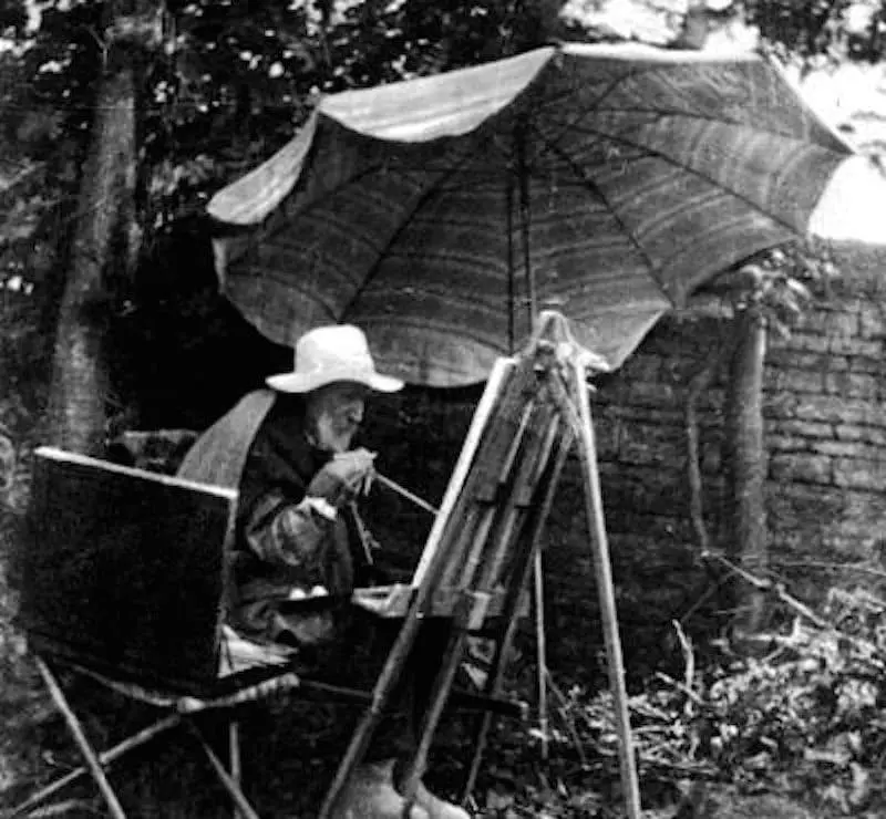 Renoir pintando en su patio