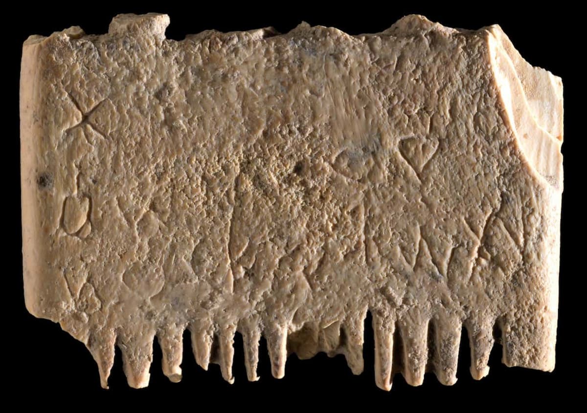 Frase más antigua del primer alfabeto escrita en peine para piojos