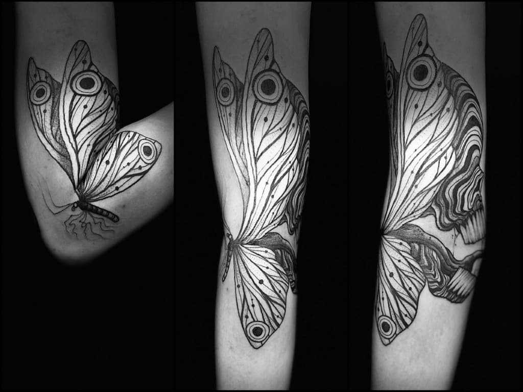 Tatuajes pop up mariposa a calavera