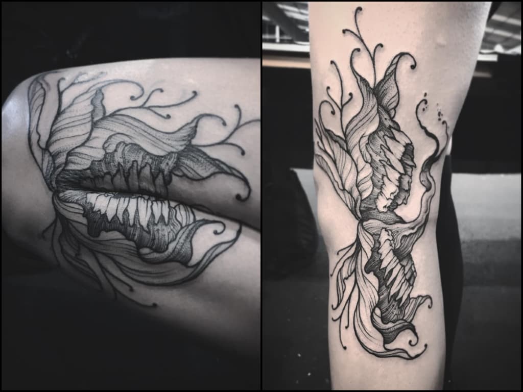 de medusa a mariposa tatuaje